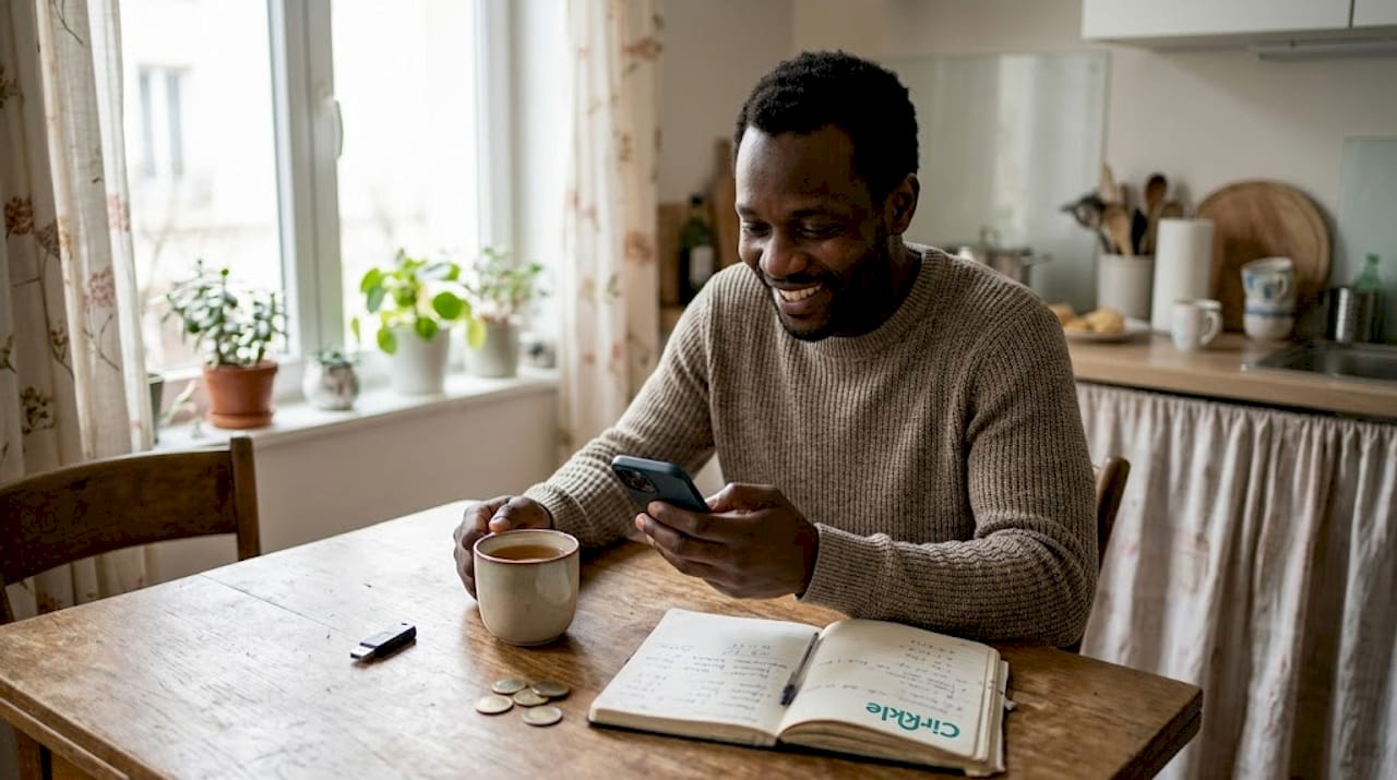 Depuis chez lui, un homme pilote une tontine numérique en toute simplicité.