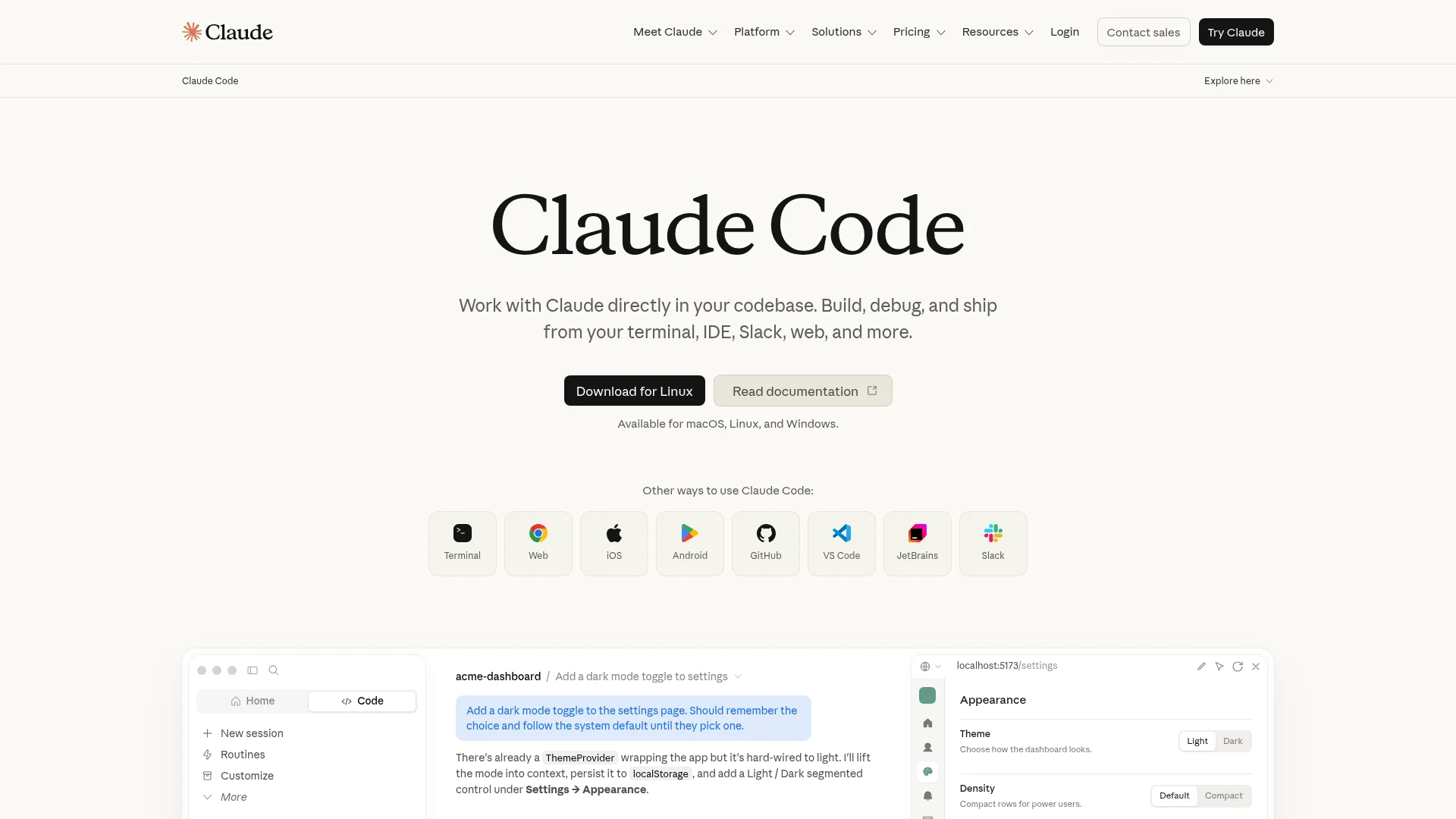 Anthropic Claude Code terminal coding tool product page