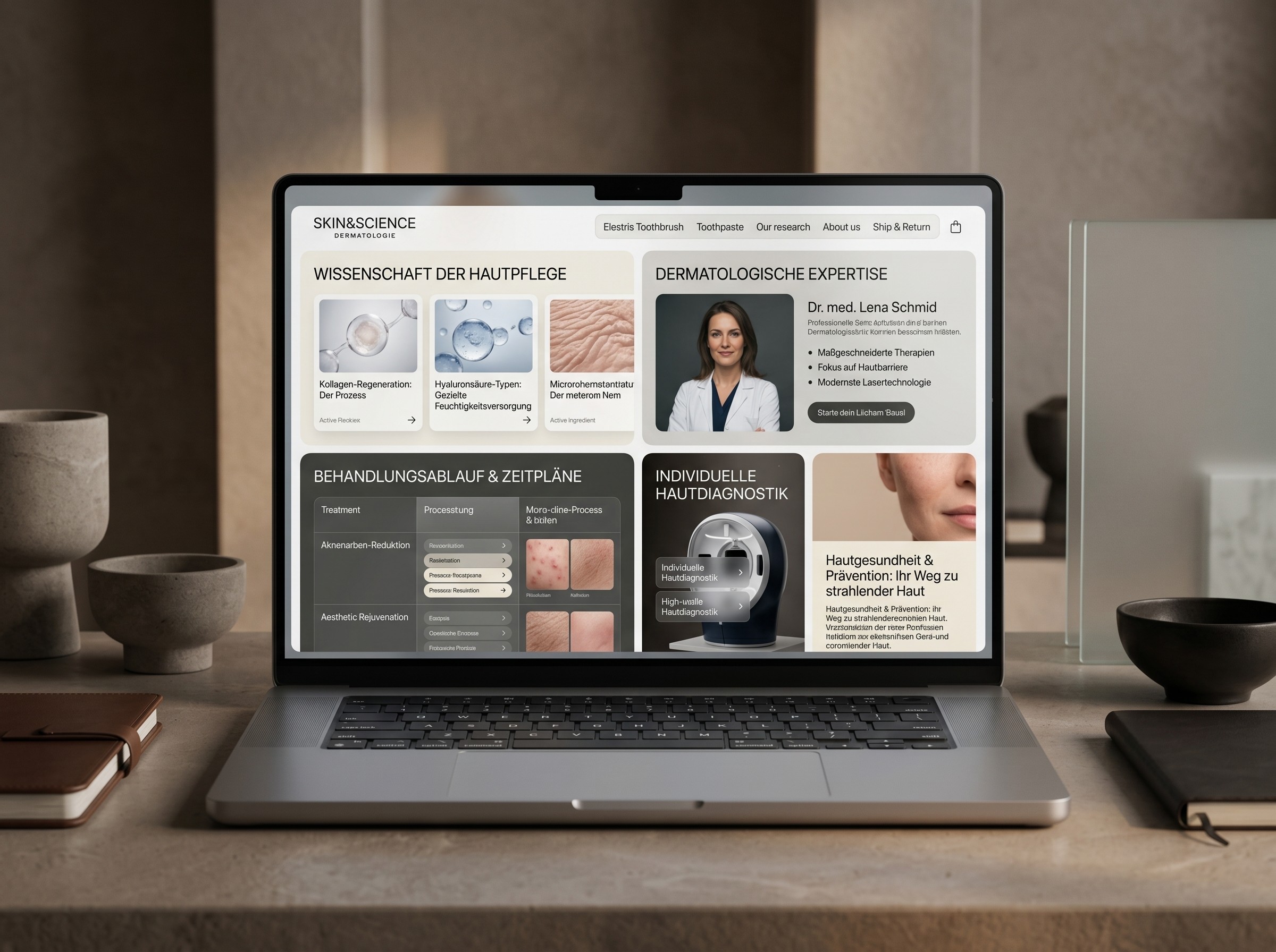 Moderne Praxis Website für Dermatologie und Hautgesundheit