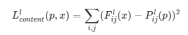 Content loss formula