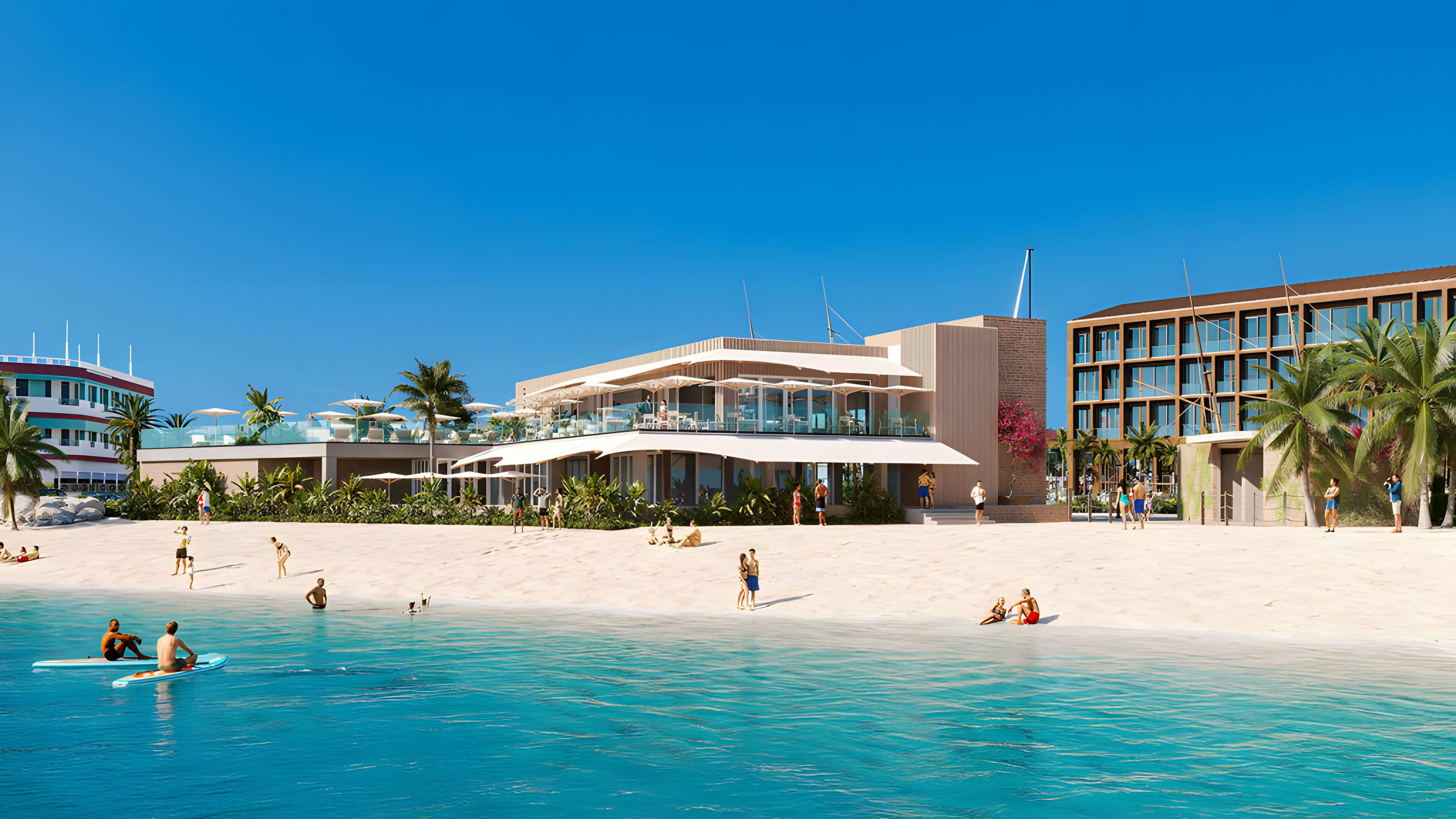 Beachfront resort with white sand