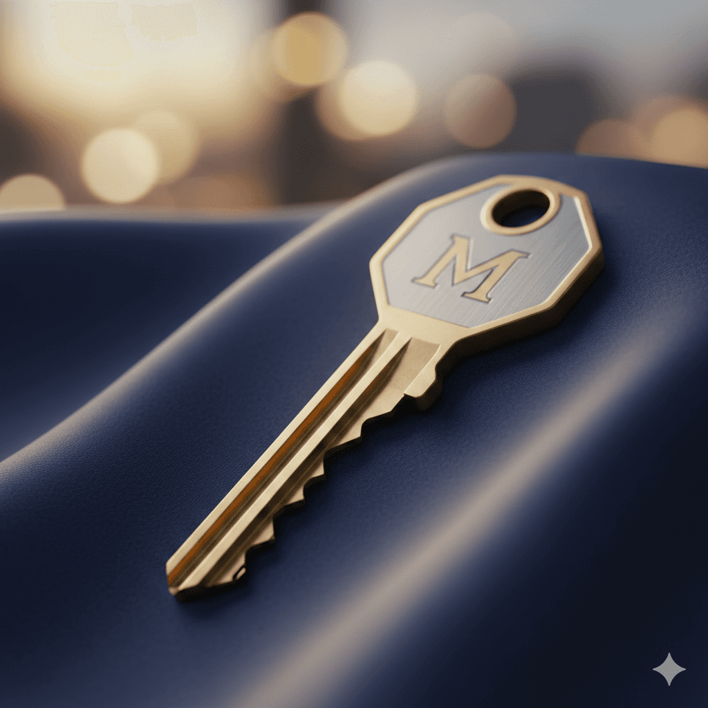 Polished gold luxury key representing exclusivity at high-end Sector 67 Gurugram residential project