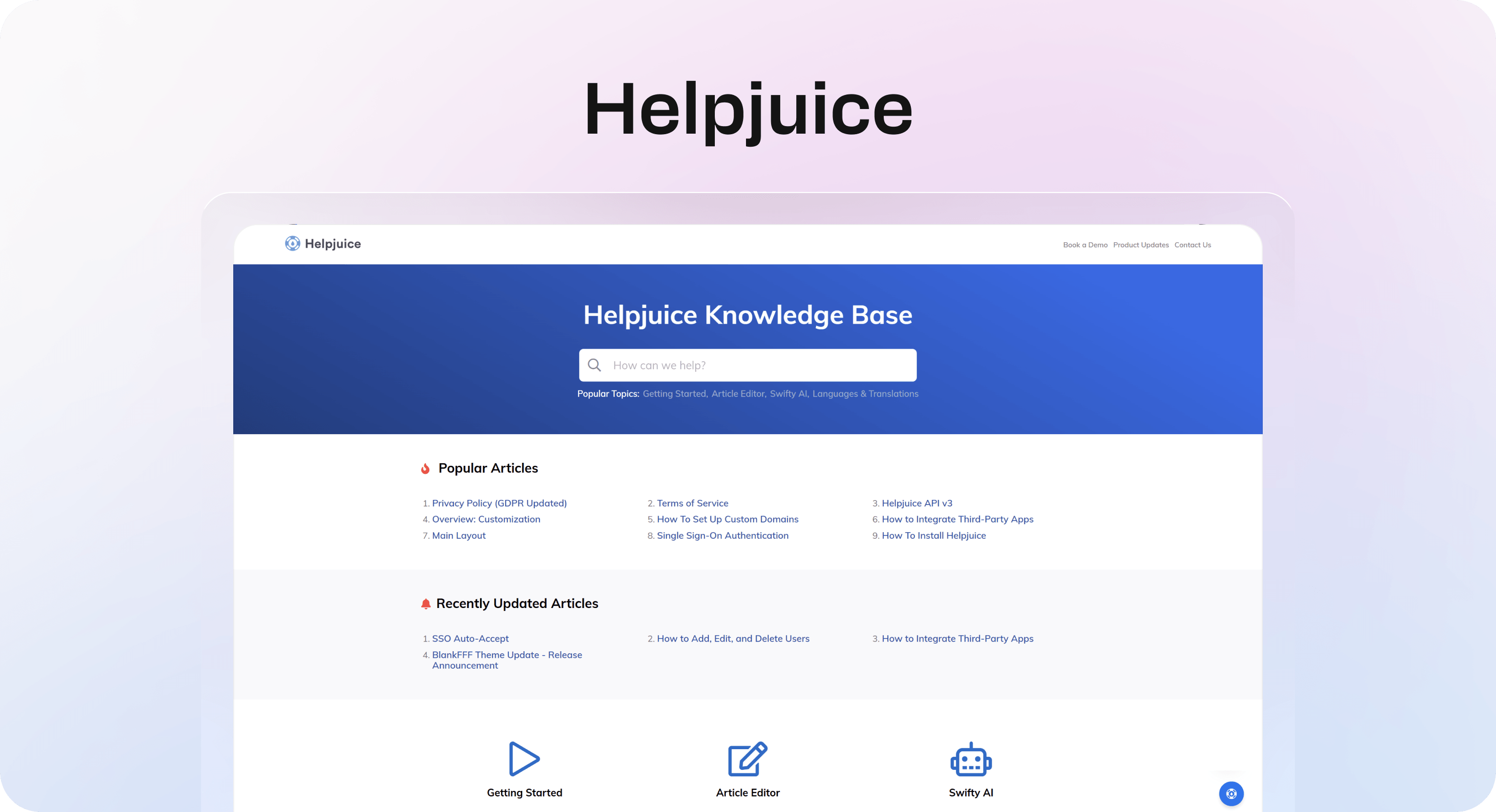 Helpjuice knowledge base homepage example