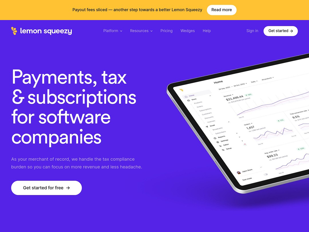 Lemon Squeezy: Payments, tax & subscriptions for software companies