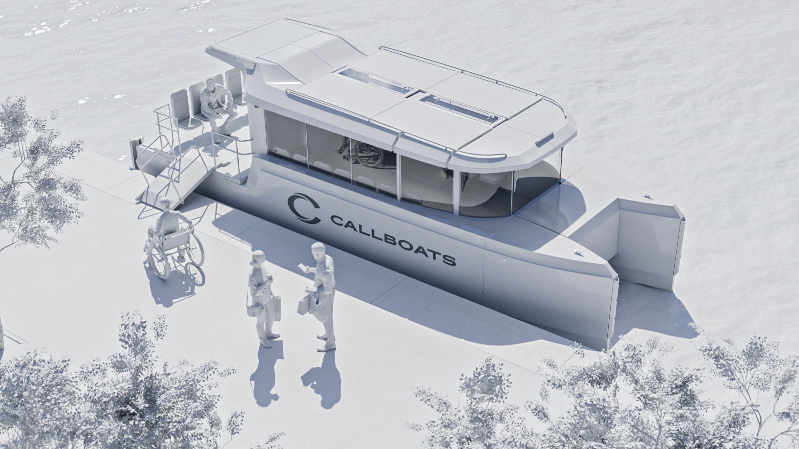 Boat exterior clay rendering