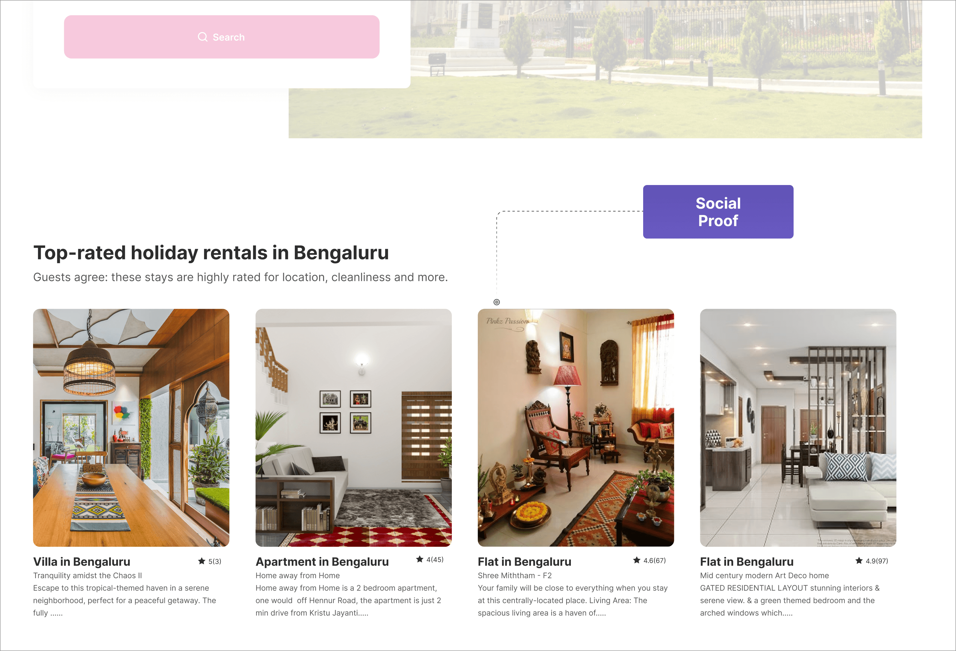 AirBnB Landing Page's Use of Social Proof