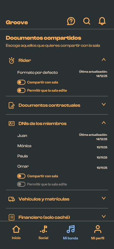 Prototipo de app para músicos