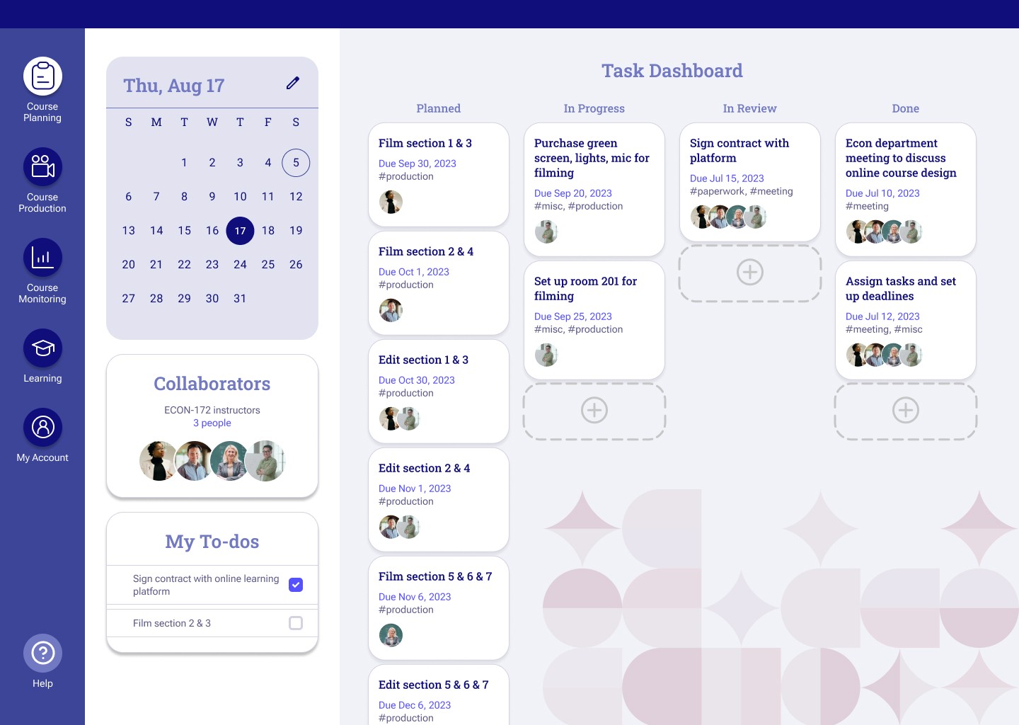 Student lesson interface combines video, notes, comments, questions, and course navigation.