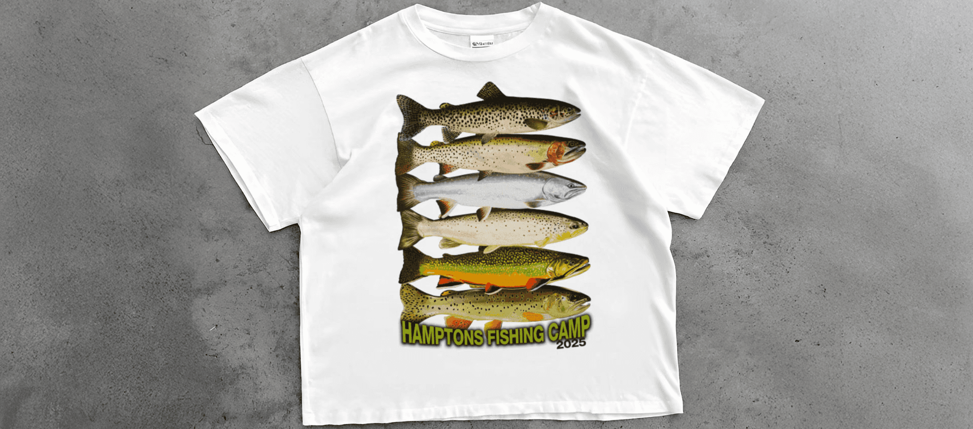 flat lay of t shirt for a fishing club