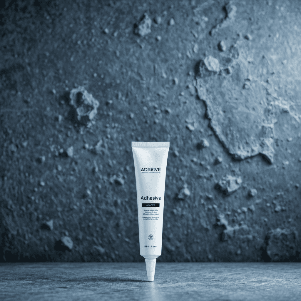product photography of a tube of adhesive
