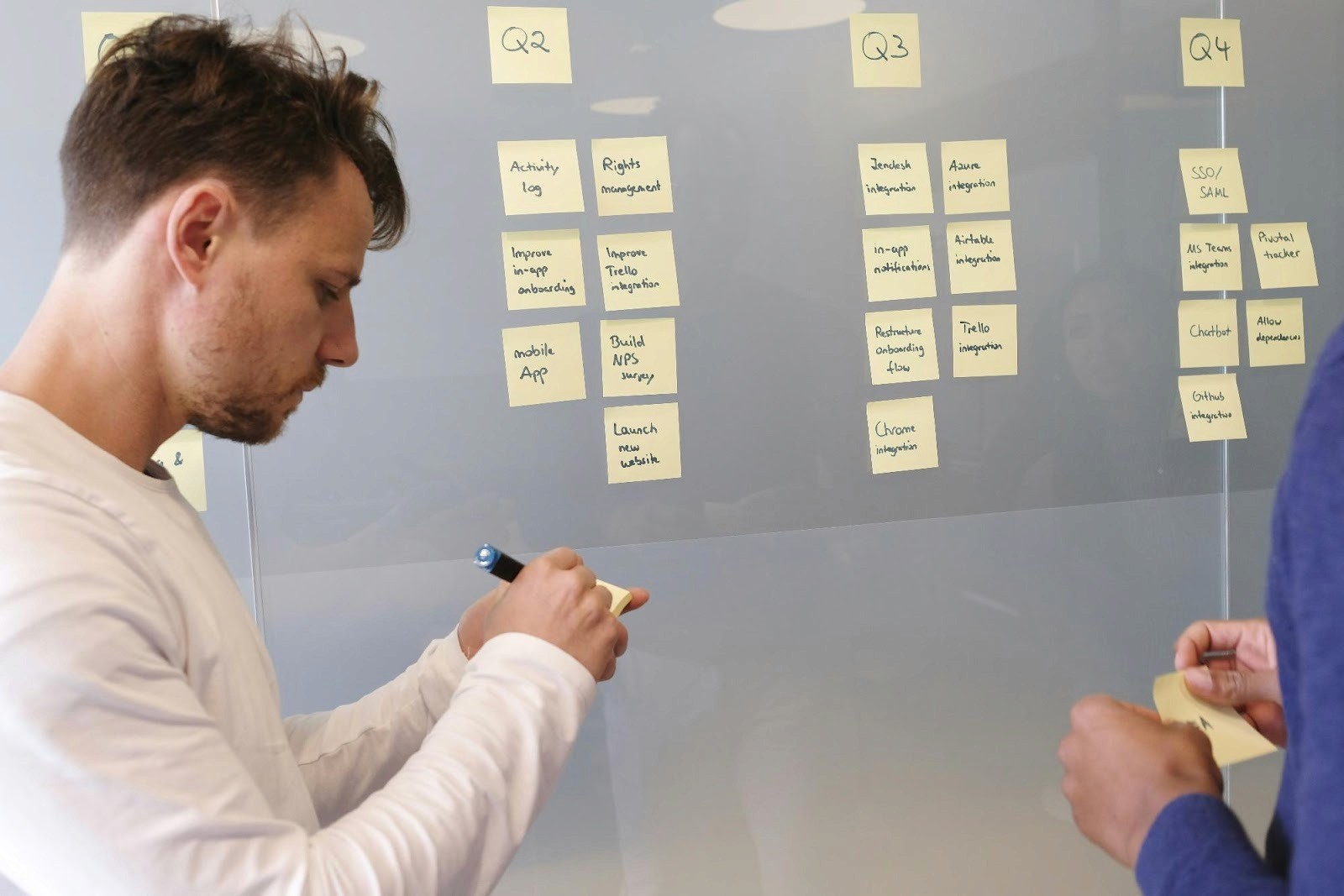 Visual of a professional discussing metrics with a client