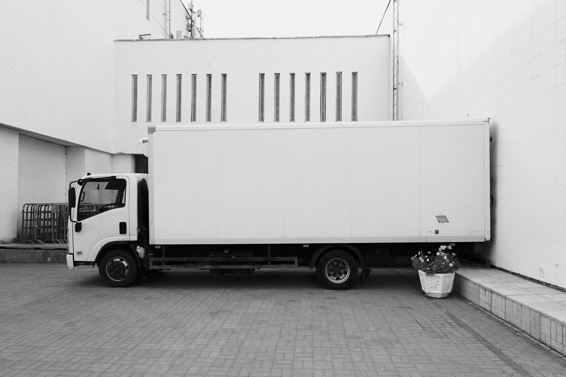 White Refrigerated truck parked