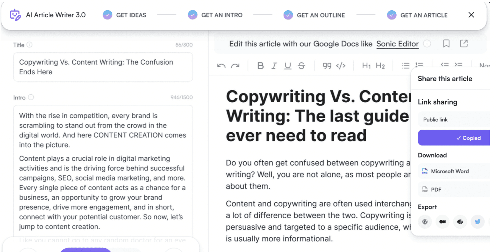 Best AI Text Generator 6: Writesonic