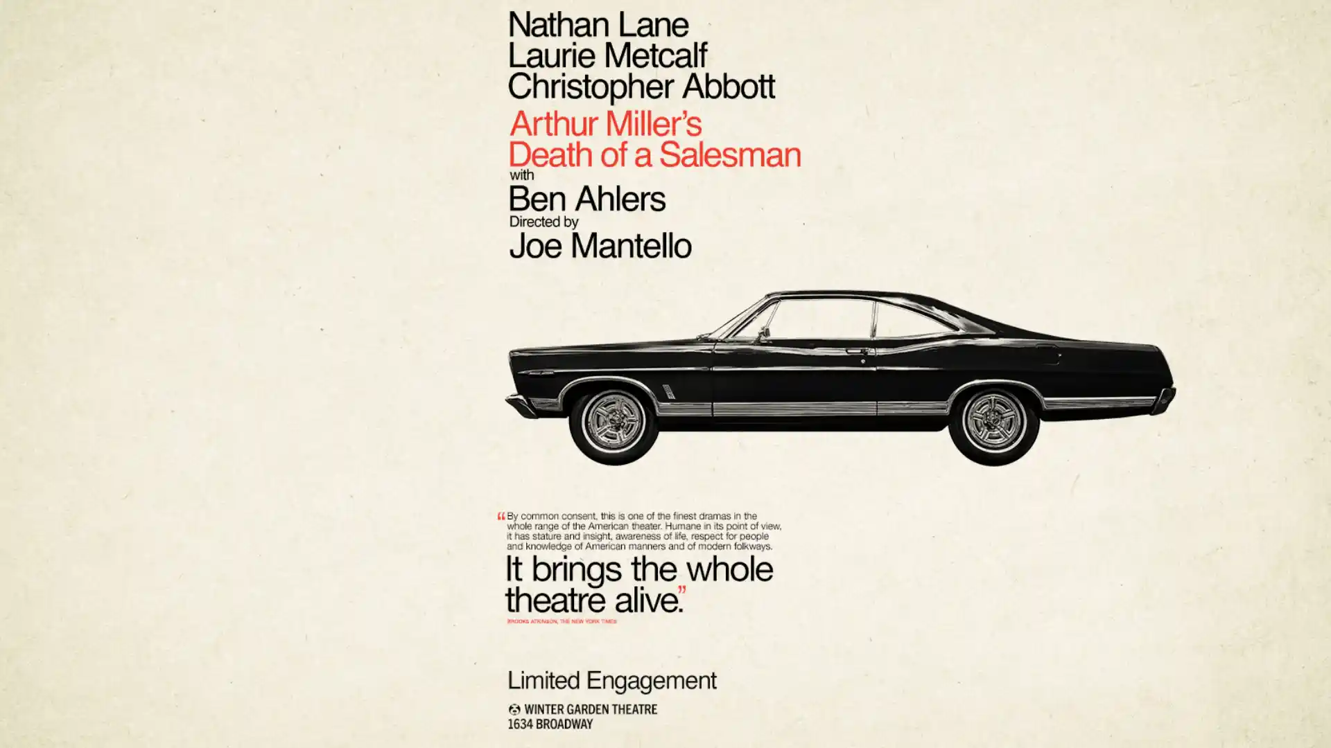 Death of a Salesman Broadway banner — Arthur Miller's classic play returns to the New York stage