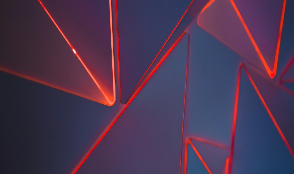 Orange glassy triangular objects