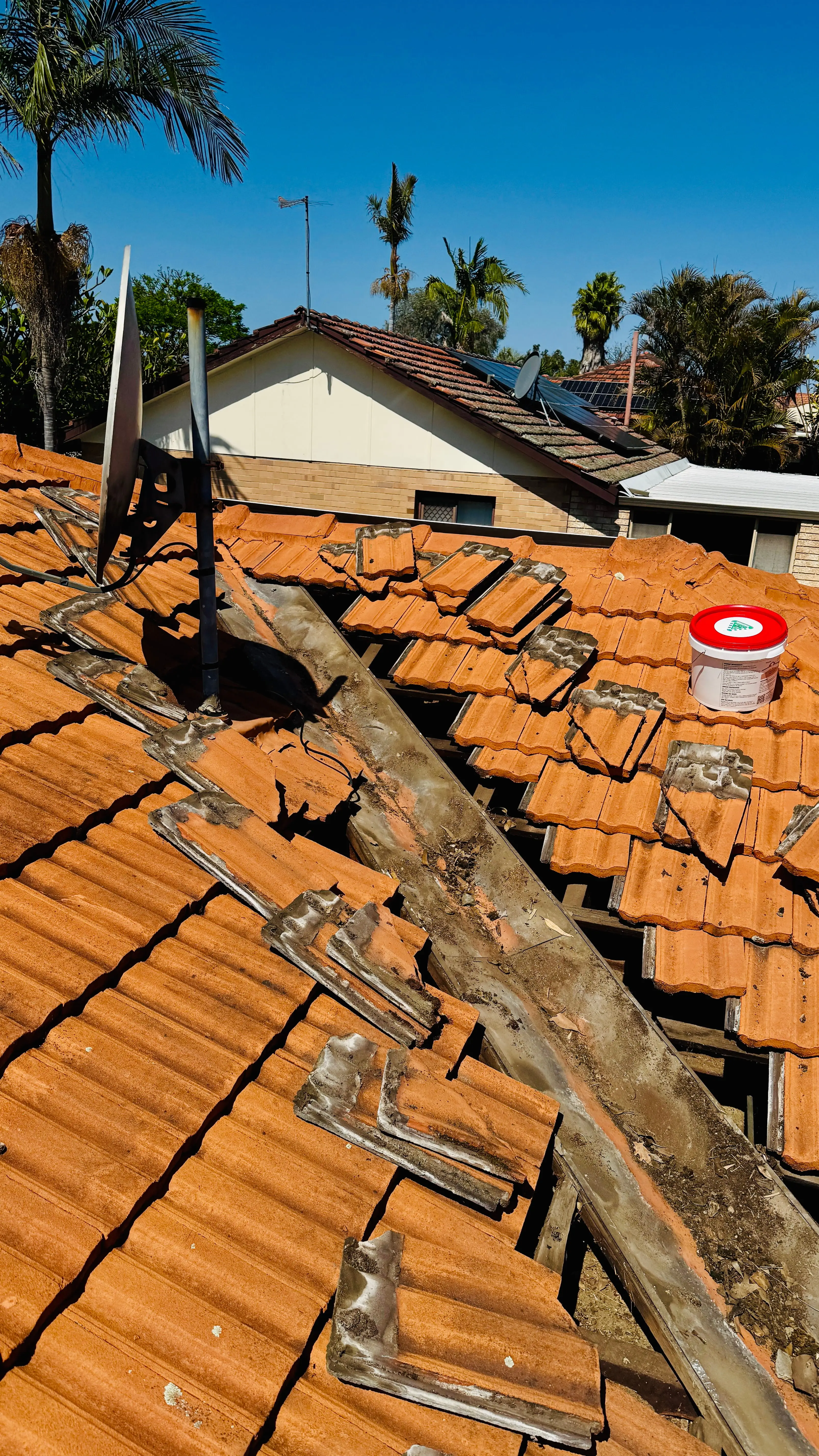 Damaged roof valley replaced on a tiled roof in Willetton WA