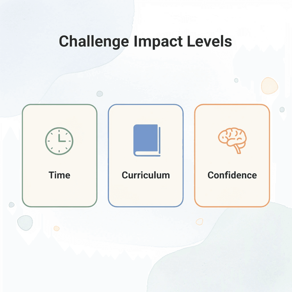 Three cards showing different homeschooling challenge types