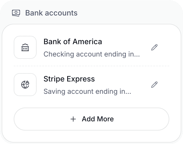 Add bank accounts