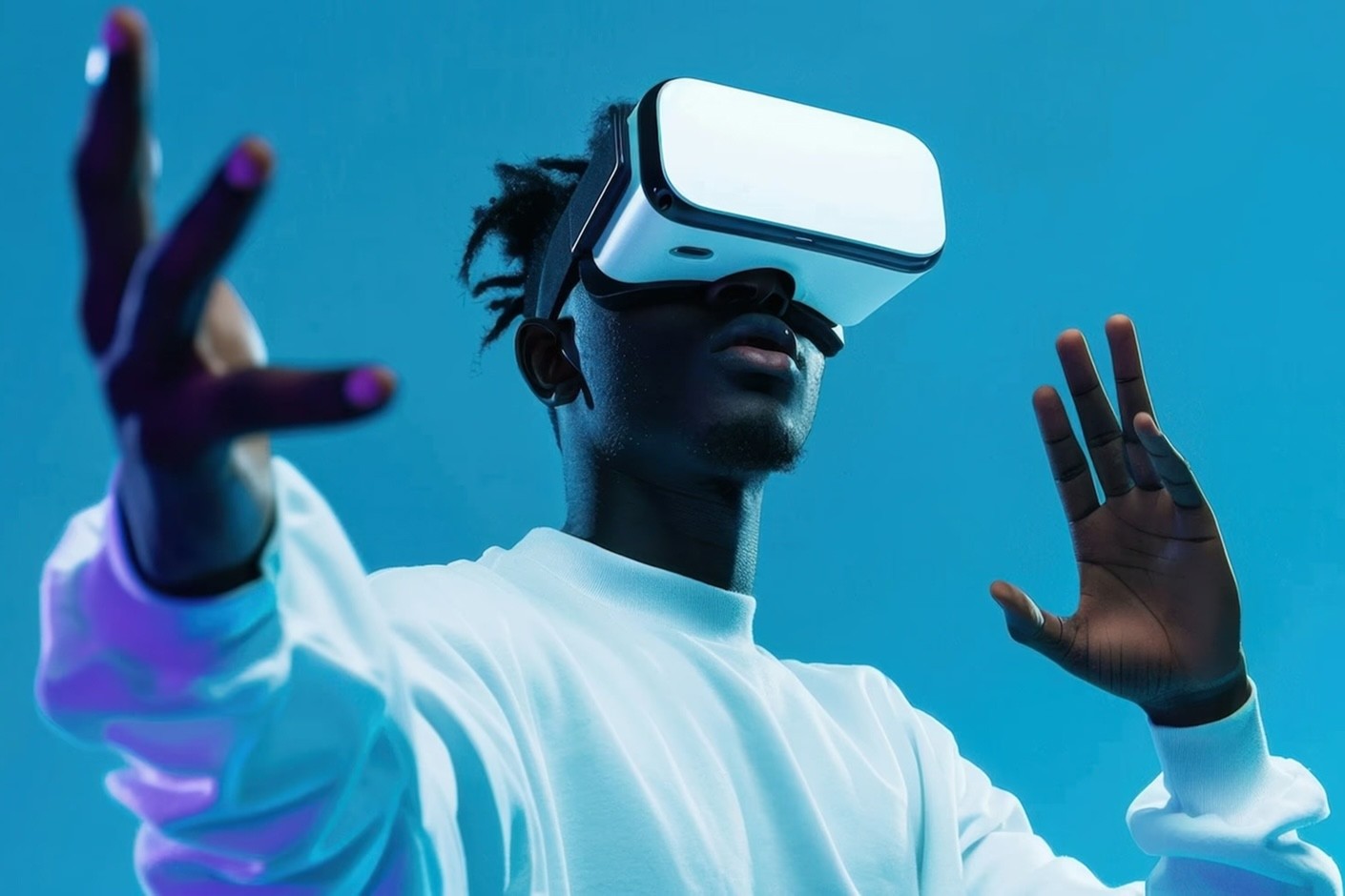 Man wearing VR glasses