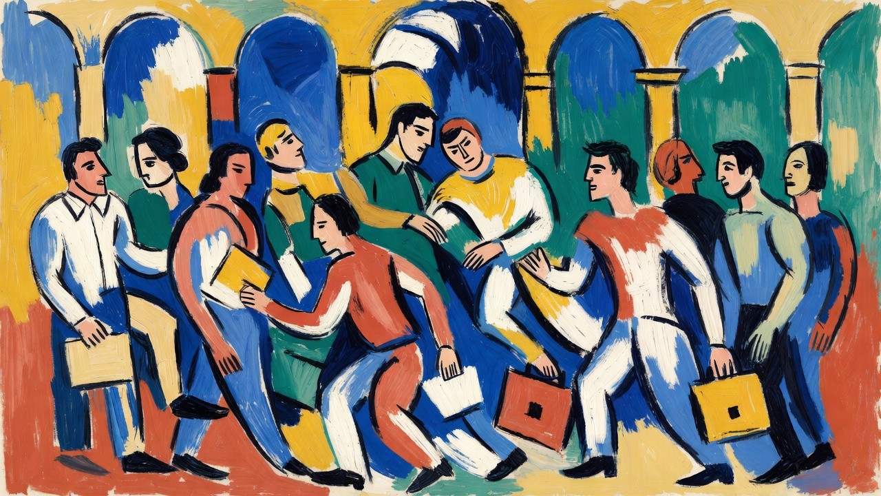 Picture of many people tight toghether, reflecting the decision making bottleneck cause due to the increased efficiency by AI LLM