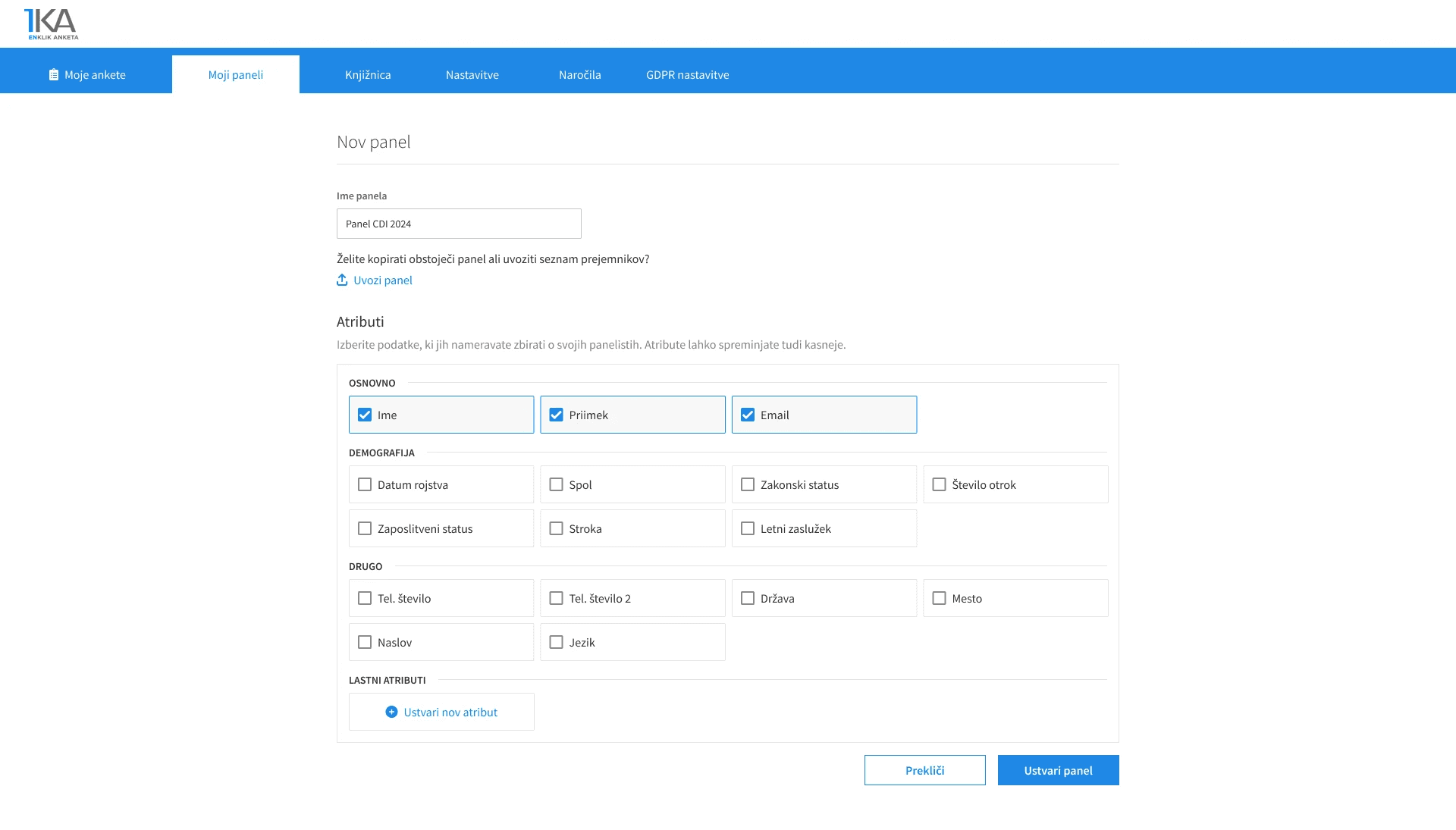 1ka panels - create new panel