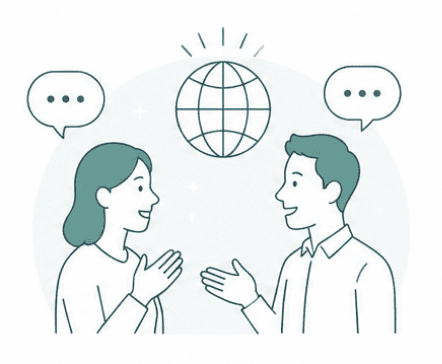 英語で会話する2人のイラスト
