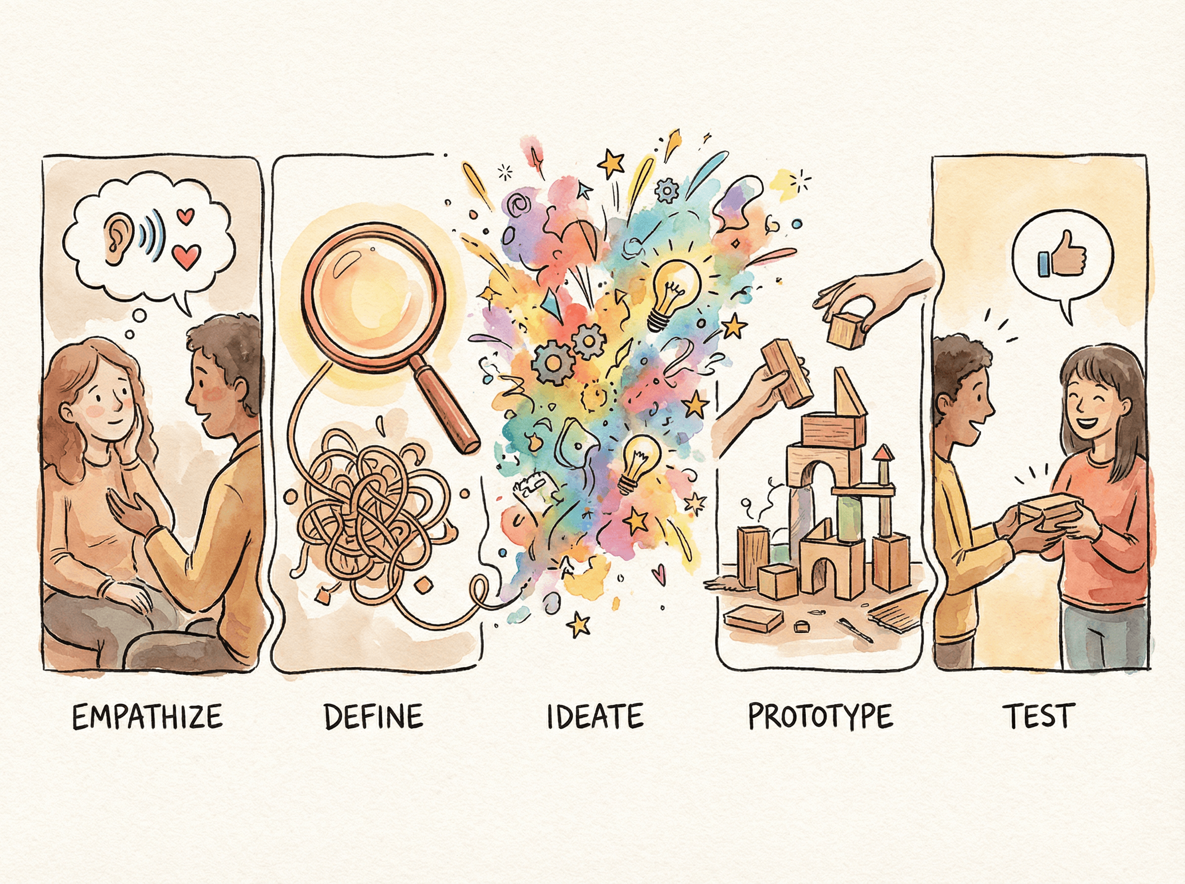 Design thinking framework illustration