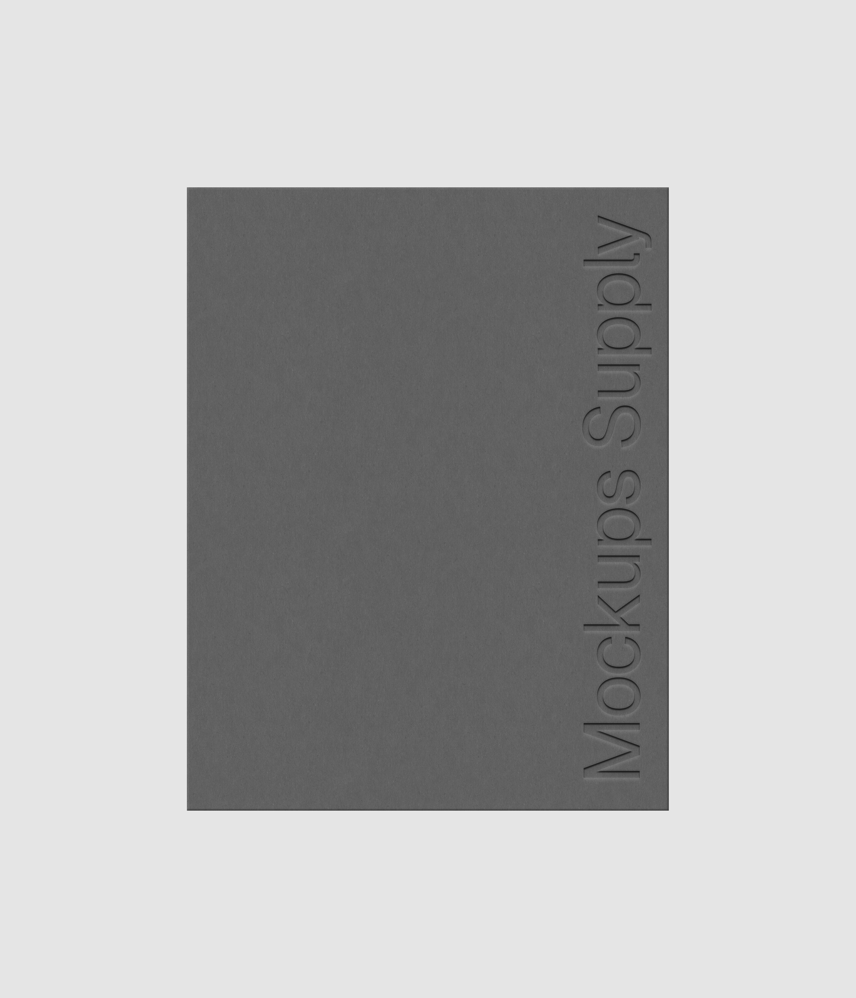 US Letter paper mockup PSD portrait with debossed logo effect, gray paper on white background, modern minimal stationery mockup for print design and brand identity