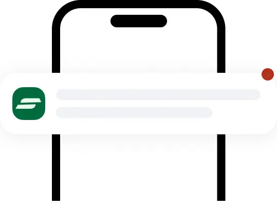 Mobile push notification illustration with an app icon and unread alert.