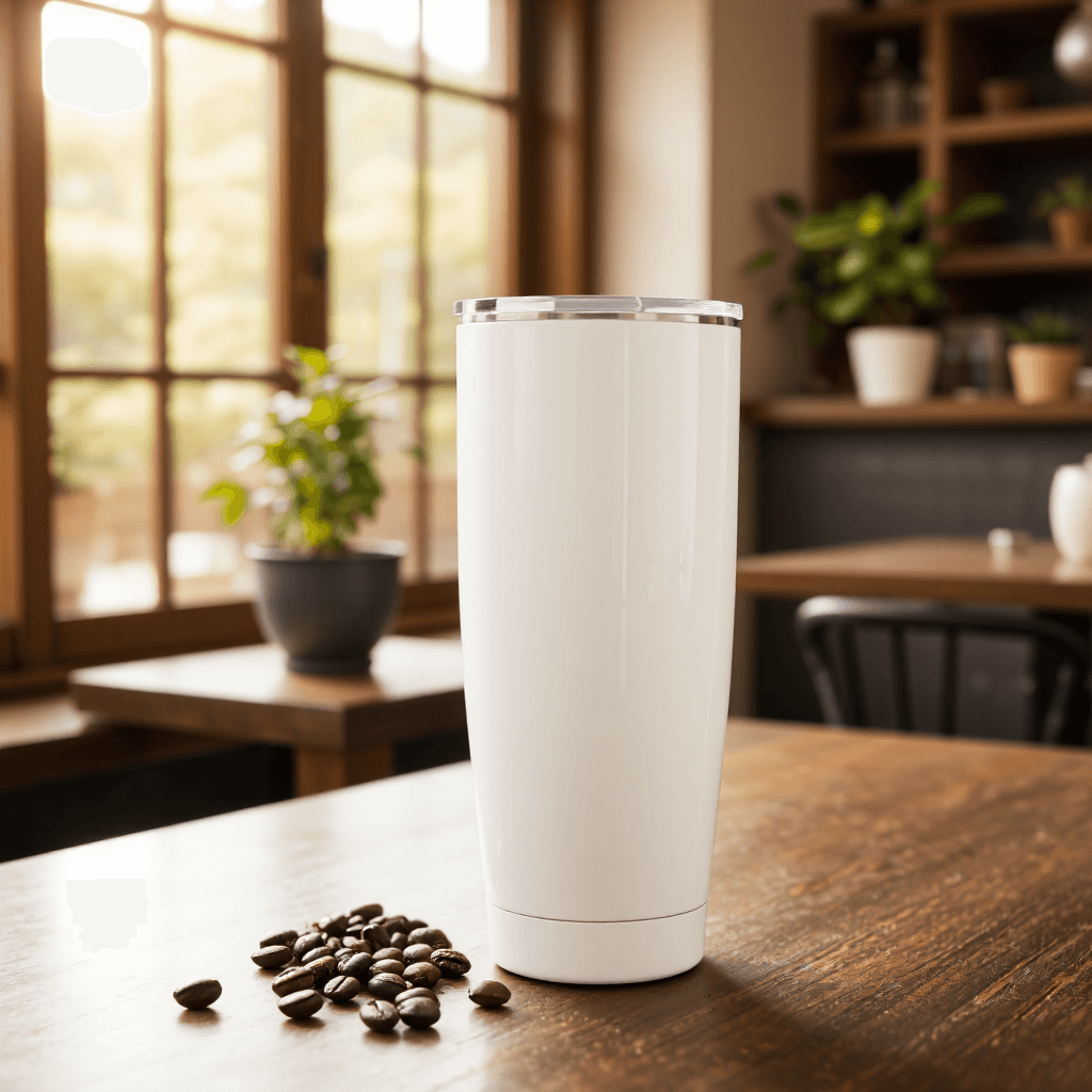 product photography of a travel mug