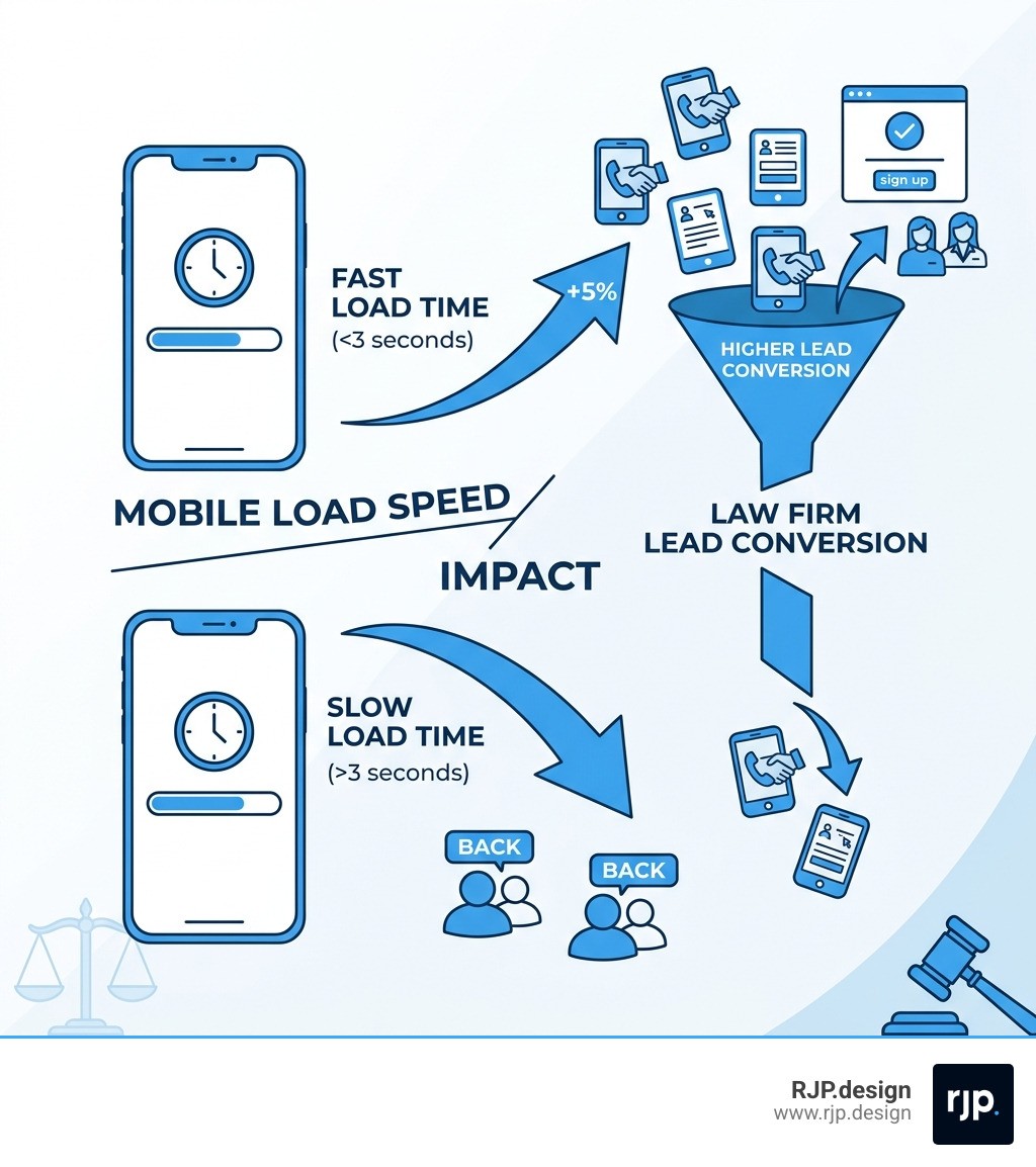 Infographic showing the impact of mobile speed on law firm lead conversion rates - Local SEO for legal firms infographic