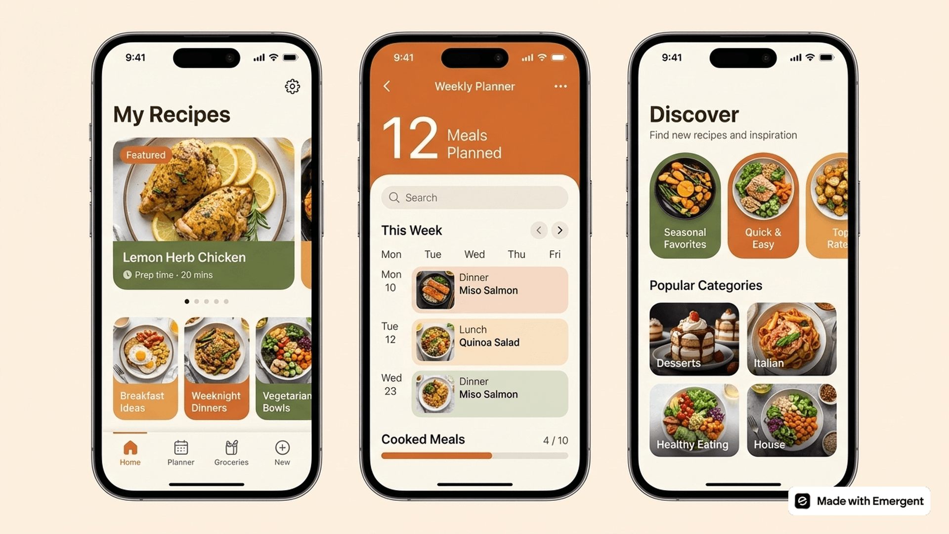 Recipe Planner App Made with Emergent
