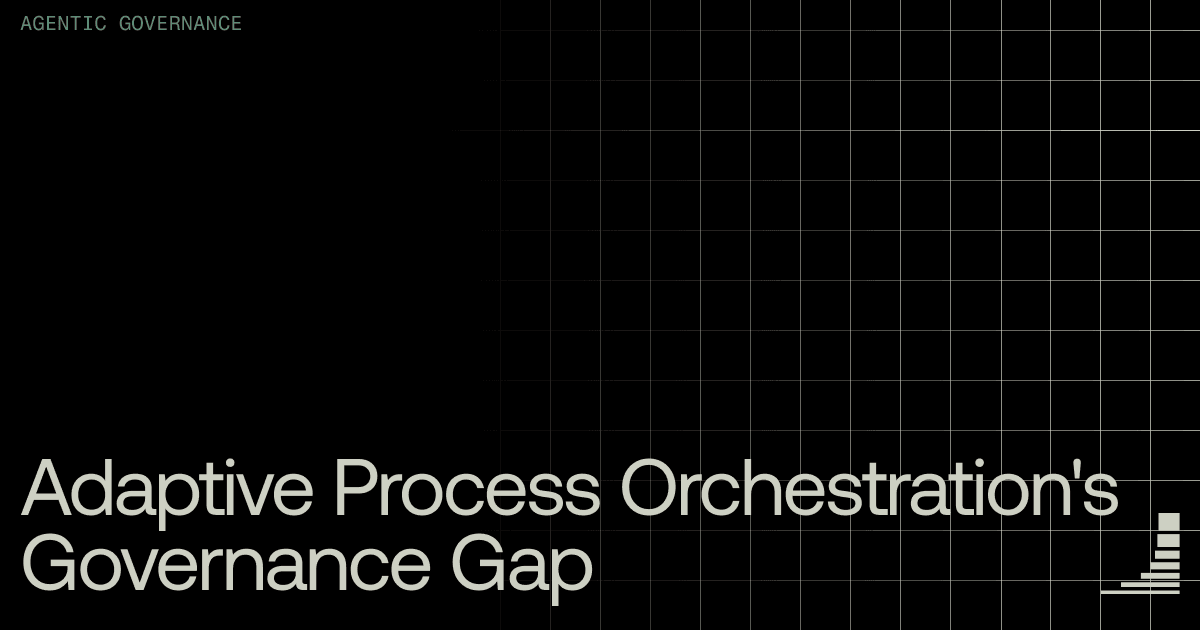 Waxell blog cover: governance control plane positioned above an adaptive process orchestration layer
