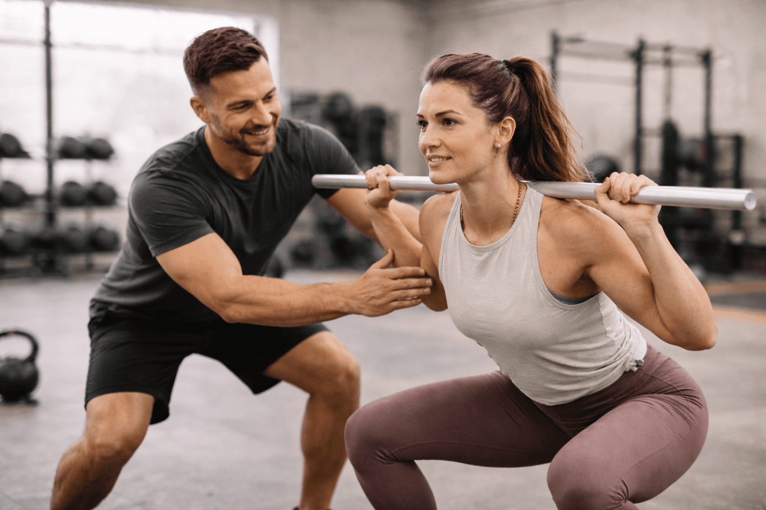 White marble sculpture of a muscular figure in motion, adorned with copper-colored laurel leaves, holding a discus.
