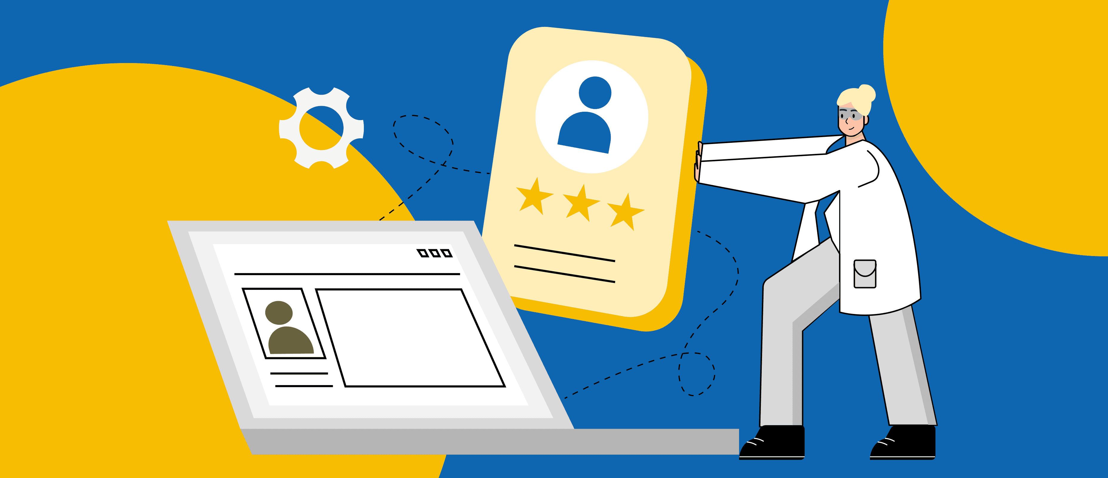 Illustration representing a B2B enablement and systems service, focused on operational tools, user systems, and process support.
