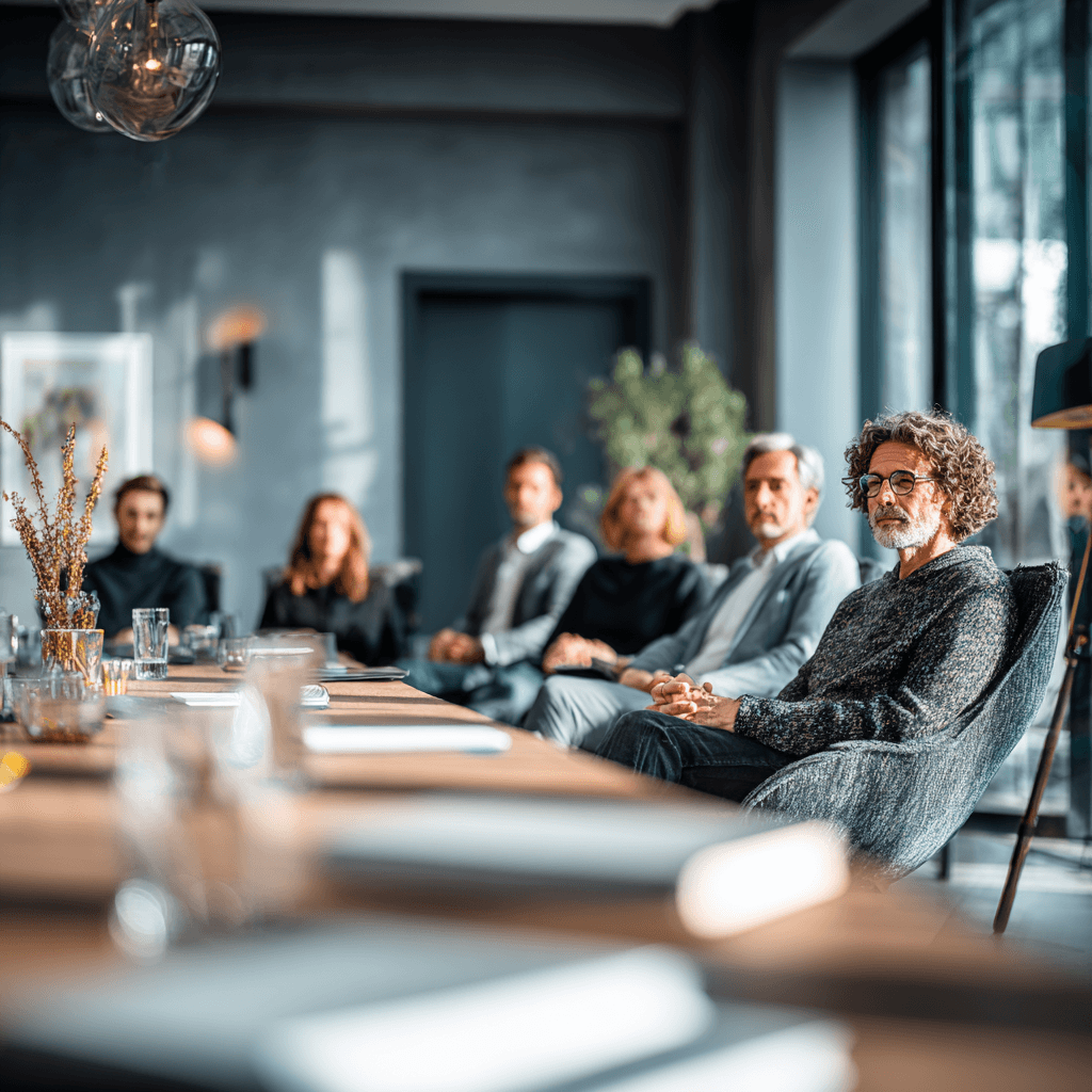Team having a meeting in a coworking space