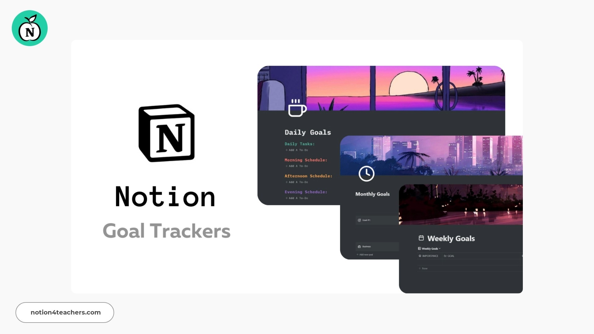 Daily, Weekly & Monthly Notion Goal Trackers by Chris