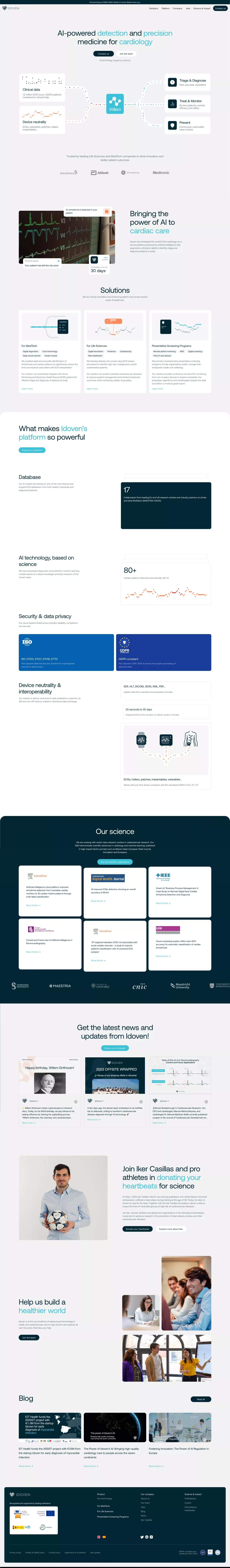 Idoven landing page screenshot showcasing Medical and Tech design