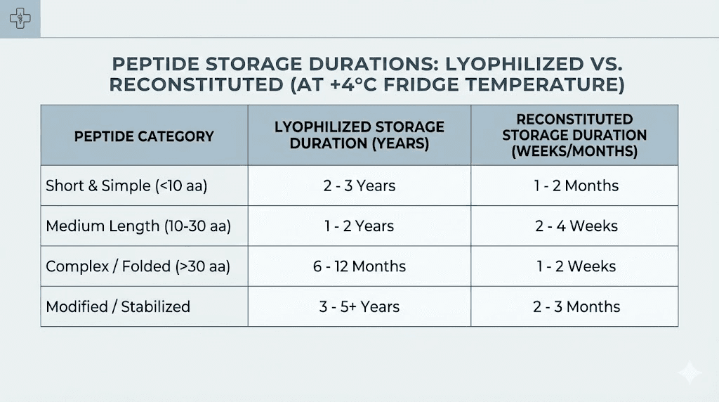 how long do peptides last in fridge