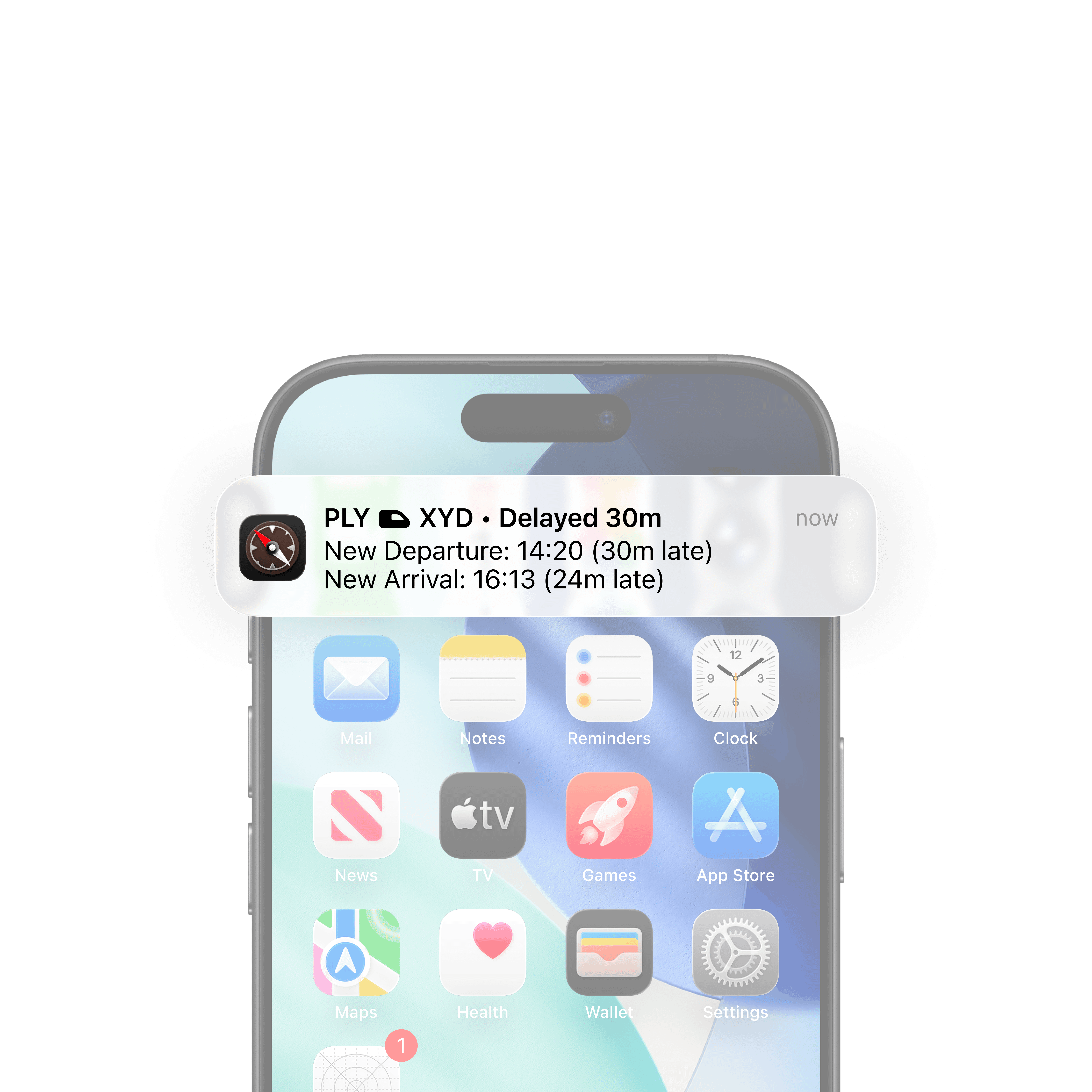 A notification overlayed on top of a mobile phone in the home screen