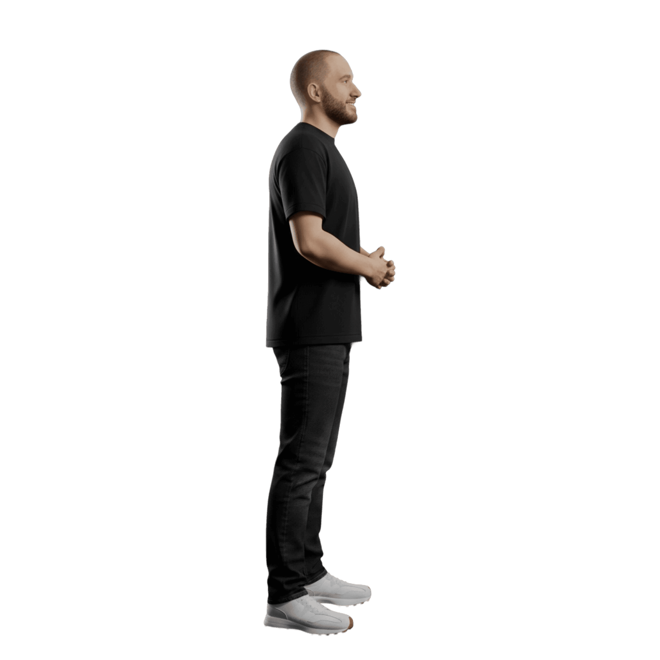 Senior UX designer standing with crossed arms in a studio workspace, reflecting experience in product design, design systems, and UX leadership.