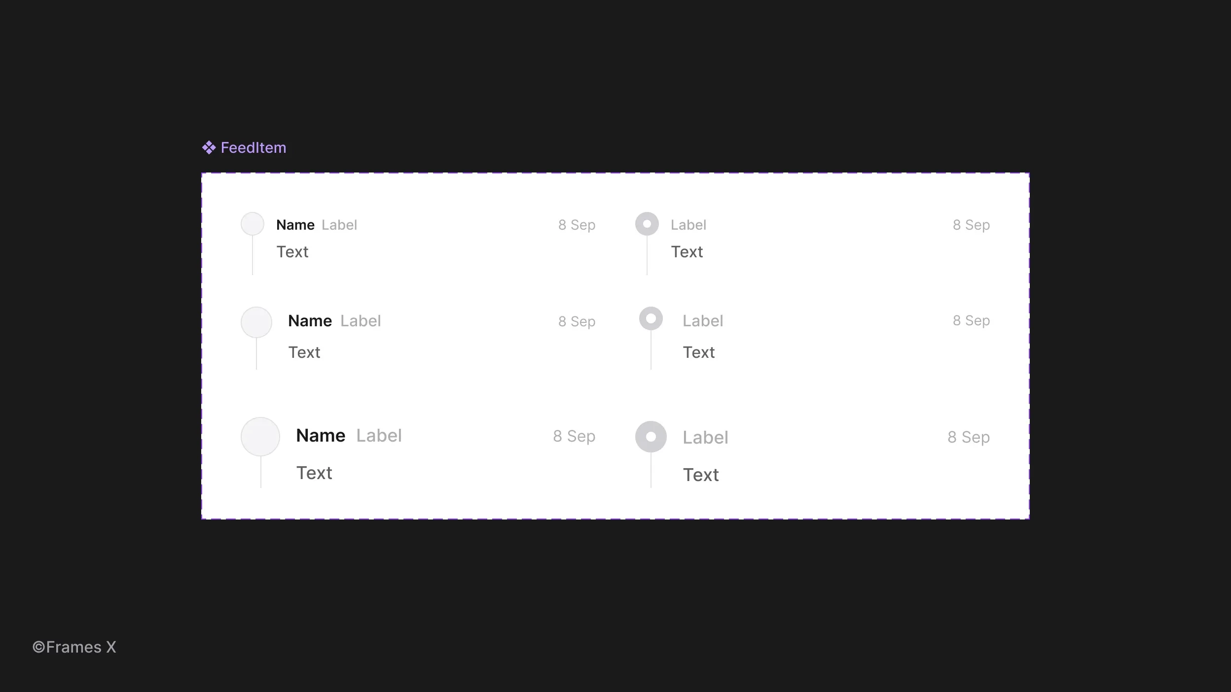 Feeds UI component variants in Figma