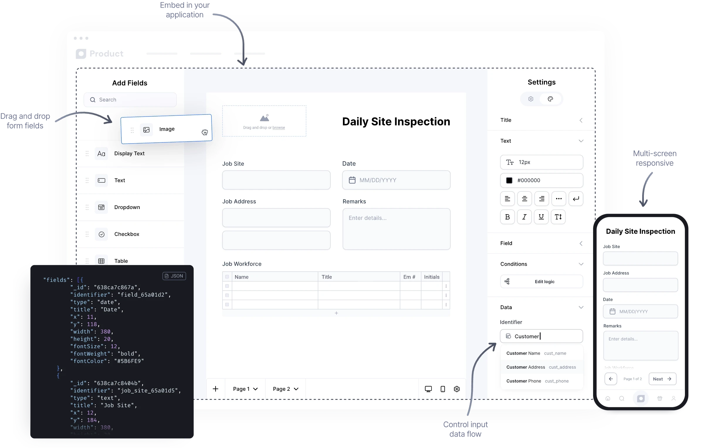 embeddable form builder