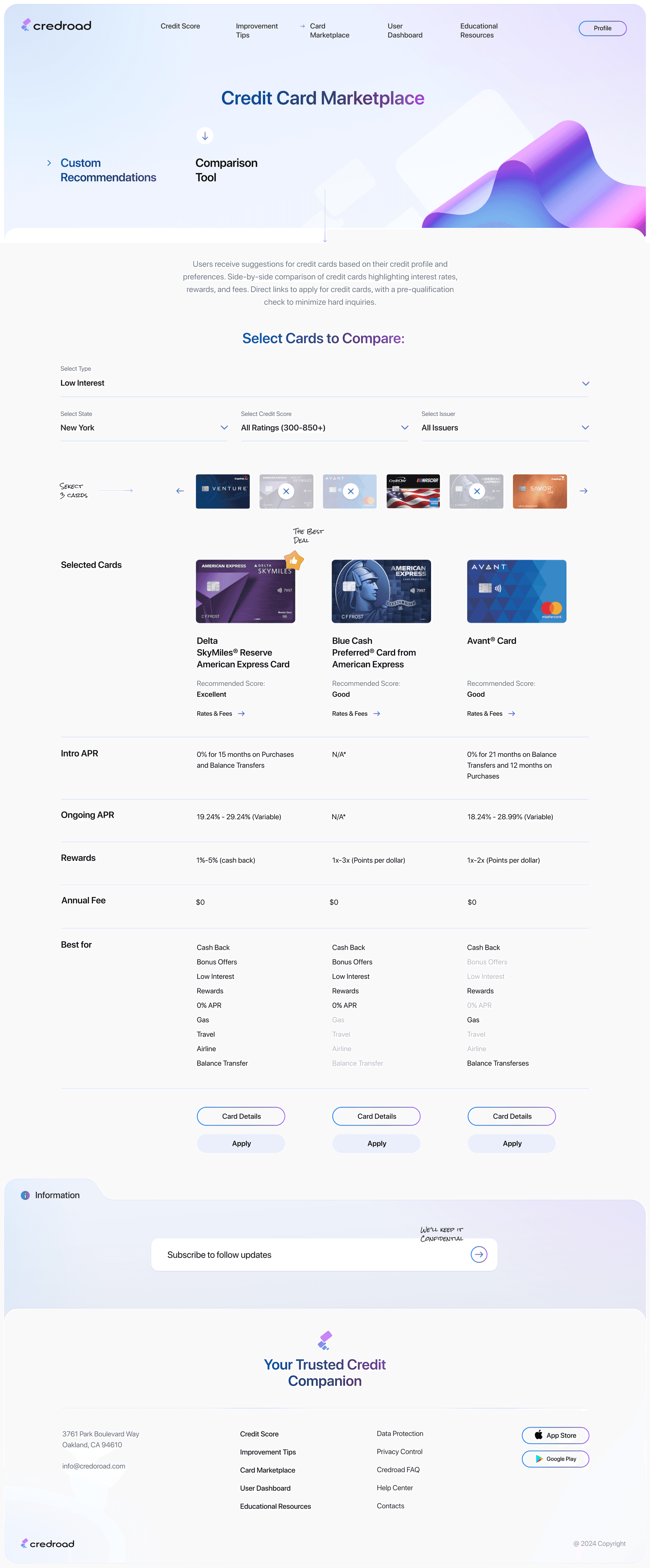 Credit card marketplace