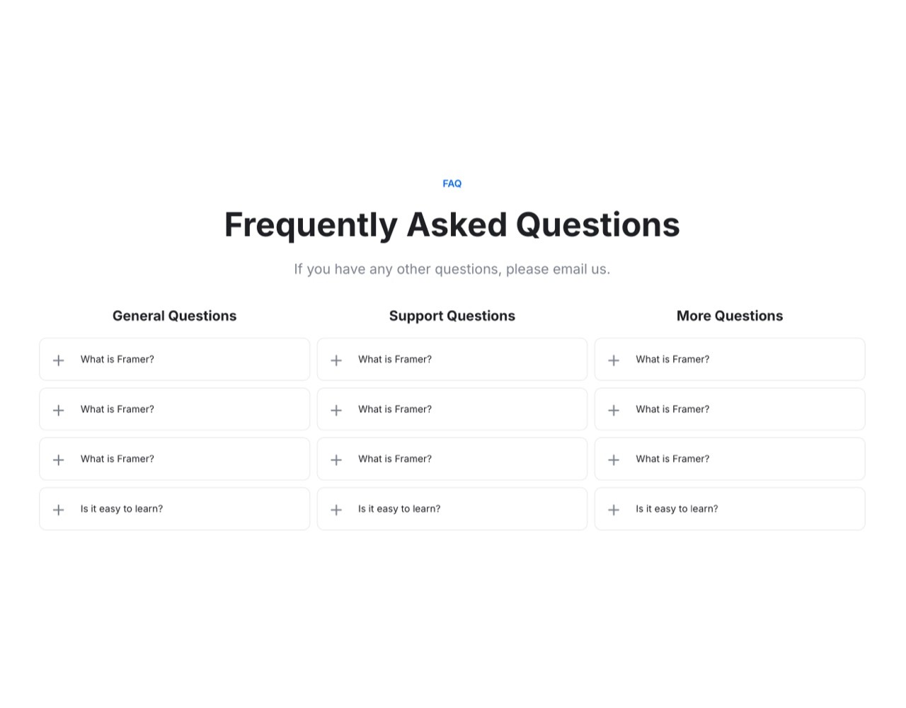 Framer FAQ Section - Frameblox UI