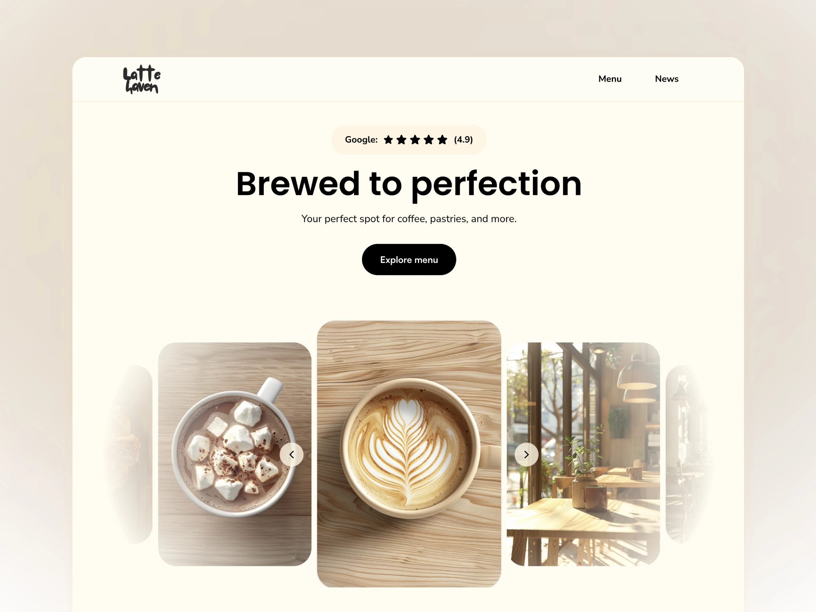 Latte - Café & Restaurant Framer Template