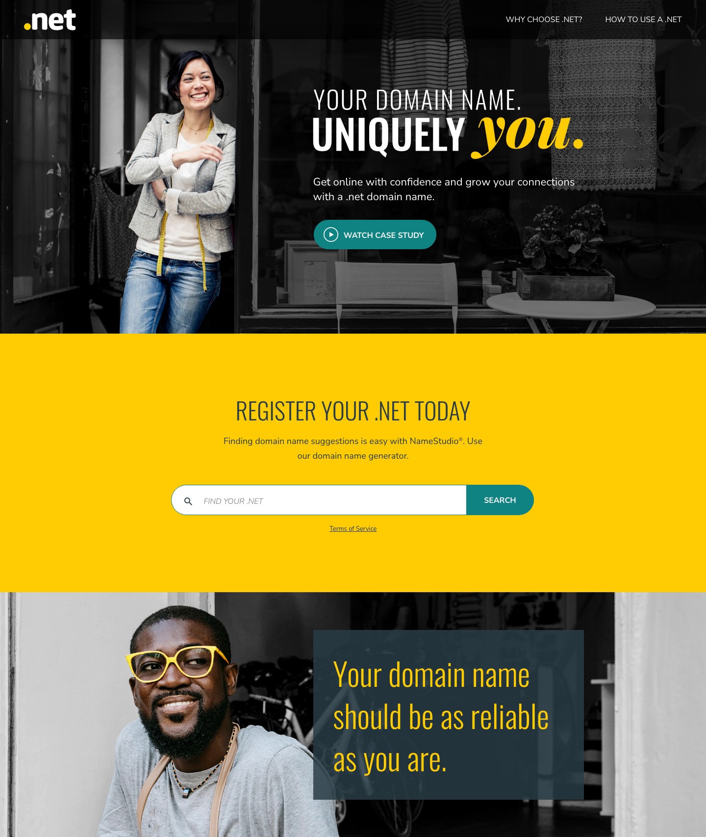 yourdot.net website homepage design showing .net campaign visual identity