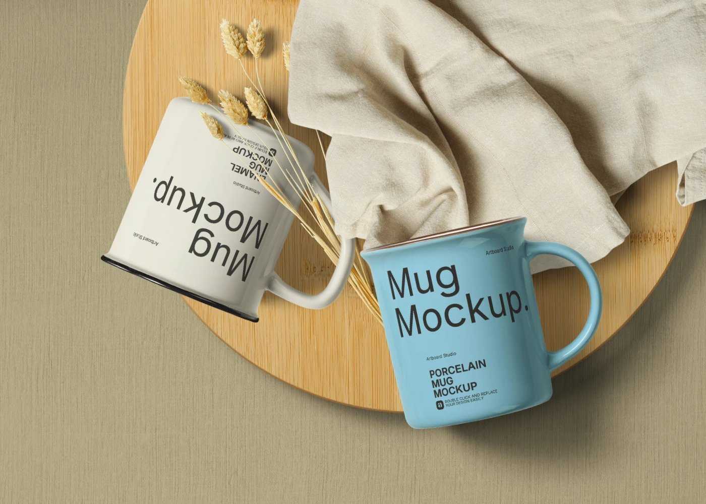 Mug mockups on a table 