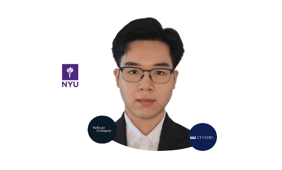 An image of Kevin Wu with logos NYU and Mckinsey in frame.