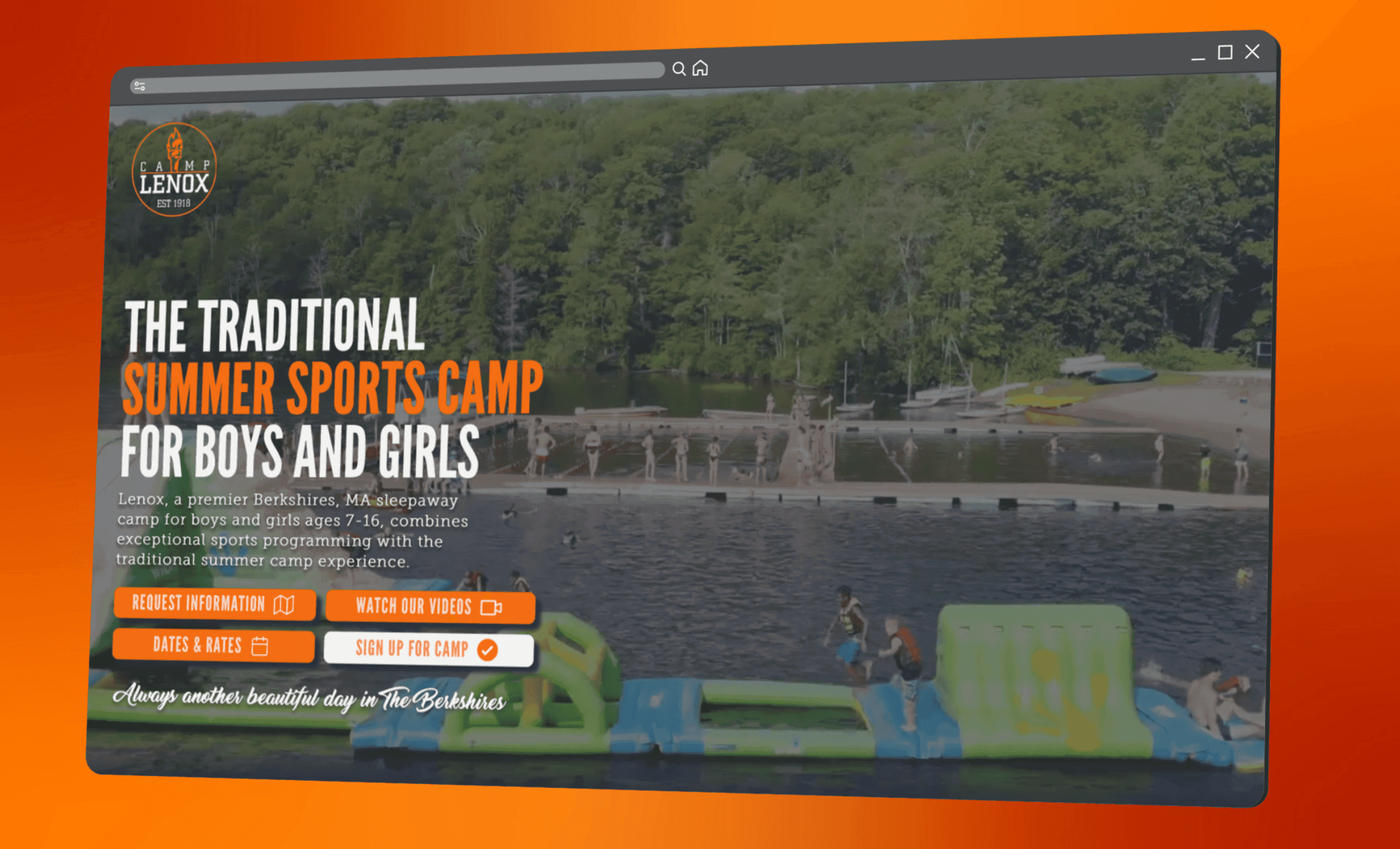Camp Lenox summer sports camp website design by RJP.design — creative NYC web design agency specializing in website design and digital marketing for youth and outdoor brands.